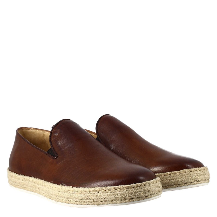 Leonardo Elegant Brandy Brown Men'S Sneaker In Smooth Leather