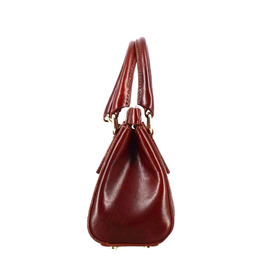 Leonardo Fiorenza Leather Handbag With Removable Brown Shoulder Strap