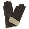 Leonardo Handmade Decorated Women'S Gloves In Dark Brown Nappa Leather