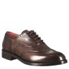 Leonardo Women'S Oxfords With Brogue Details In Dark Brown Leather