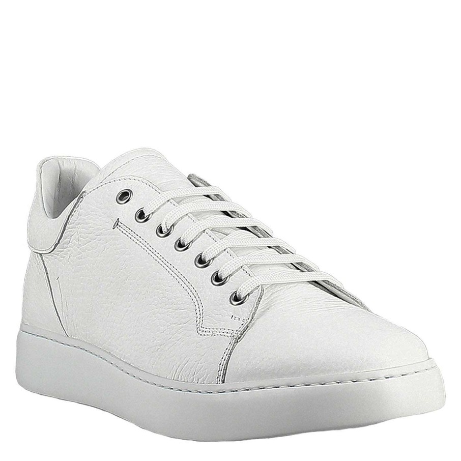 Leonardo Elegant White Men'S Sneaker In Smooth Leather