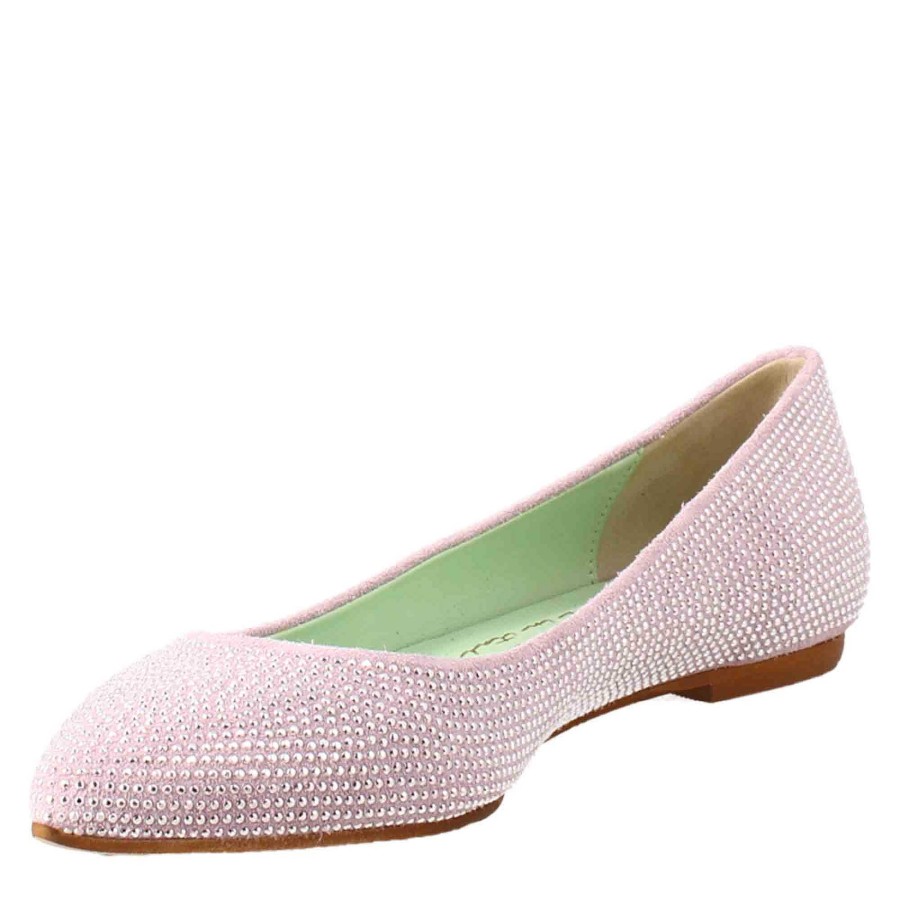 Leonardo Lilac Colored Women'S Ballerinas In Suede With Rhinestones