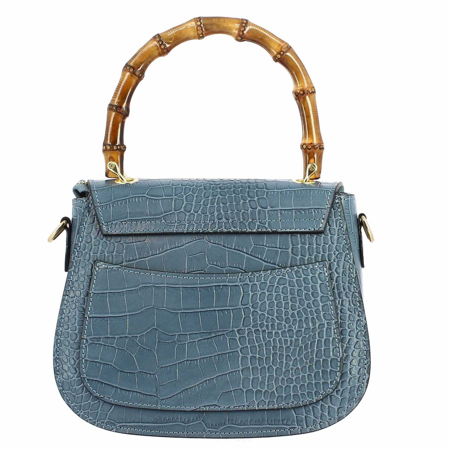 Leonardo Handcrafted Women'S Handbag In Light Blue Leather With Removable Shoulder Strap