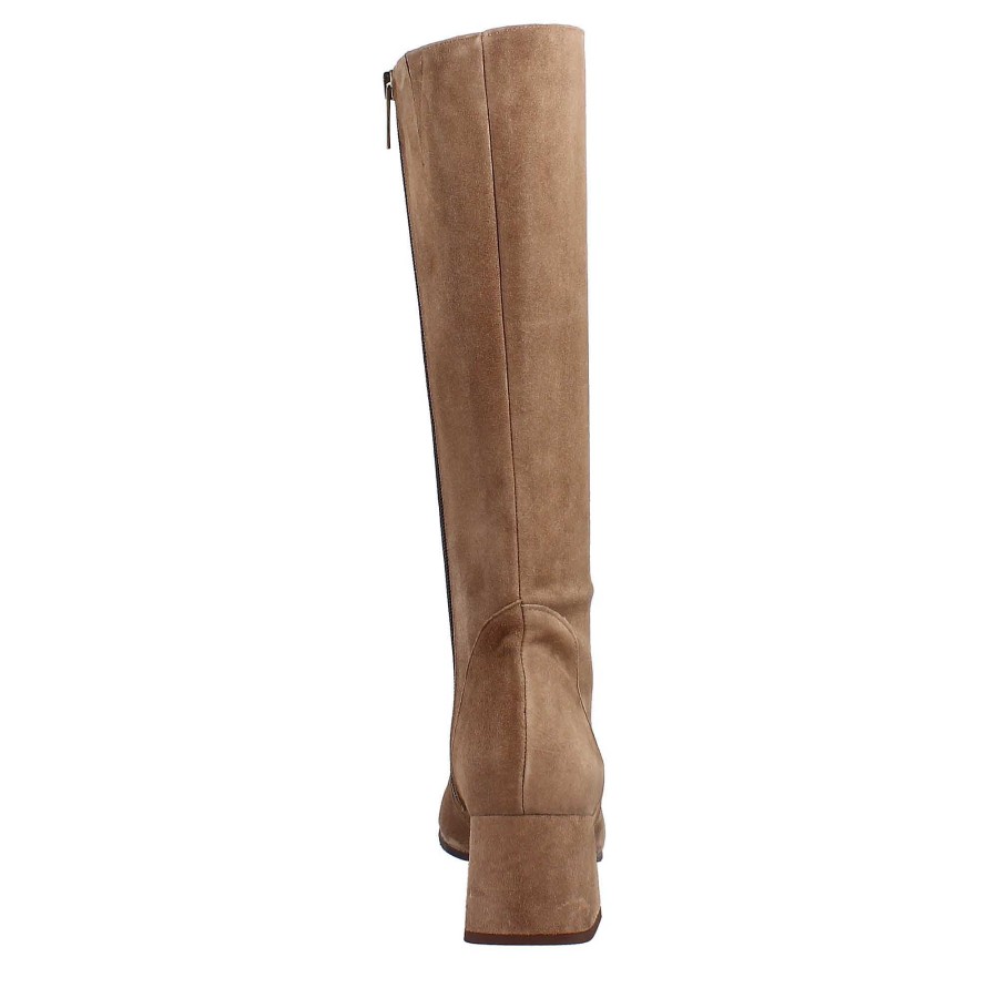 Leonardo Women'S High Boots In Beige Suede