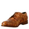 Leonardo Elegant Vintage Light Brown Derby For Men In Woven Leather