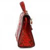 Leonardo Handmade Women'S Handbag With Shoulder Strap In Red Python Leather