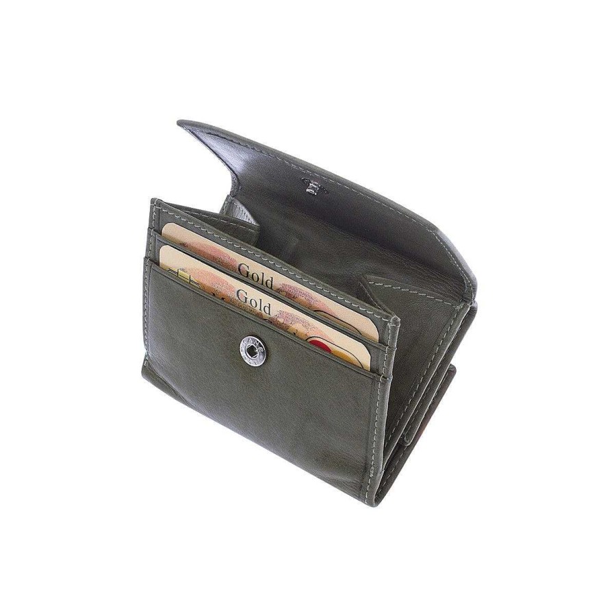 Leonardo Uni Sauvage Gray Handmade Calfskin Wallet For Cards, Banknotes And Coins