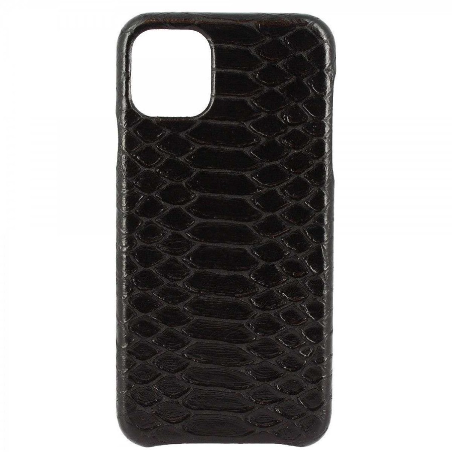 Leonardo Iphone Cover In Black Python Printed Leather