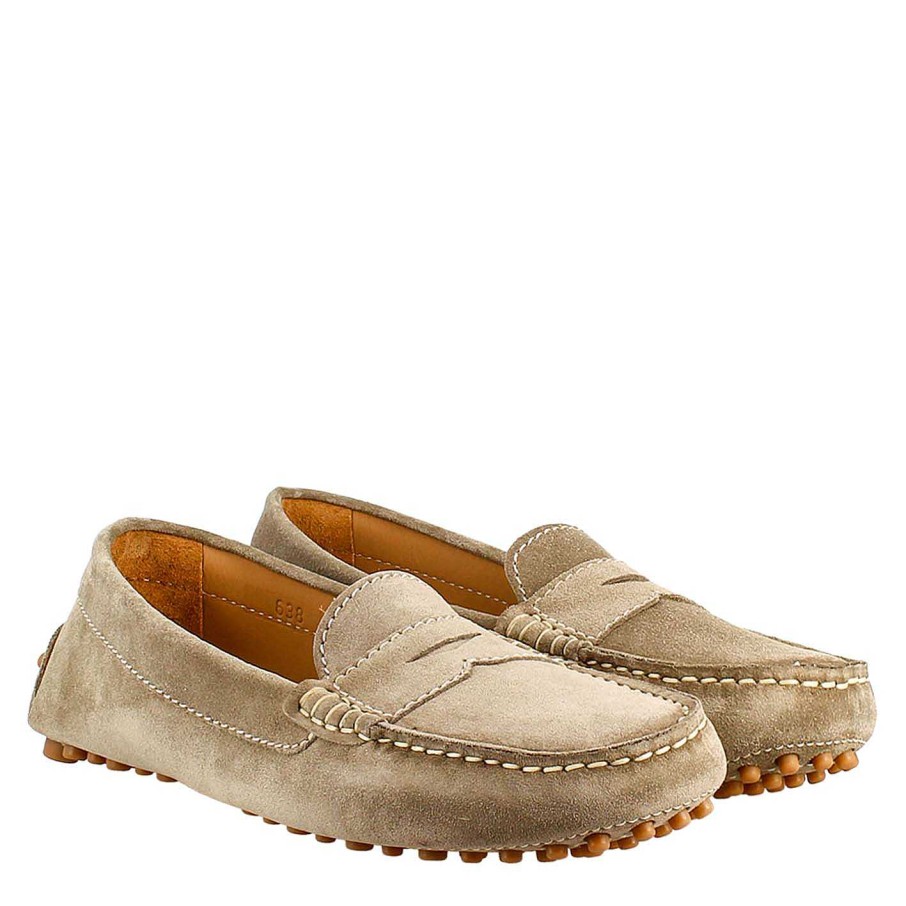 Leonardo Gray Leather Tubular Moccasin For Women