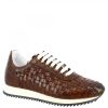 Leonardo Handmade Men'S Casual Sneakers In Brandy Woven Leather