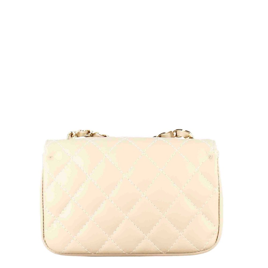 Leonardo Vanity Shoulder Bag In Beige Quilted Leather