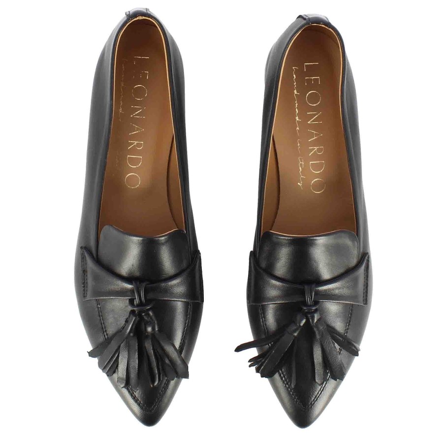 Leonardo Casual Women'S Ballet Flat With Black Tassels