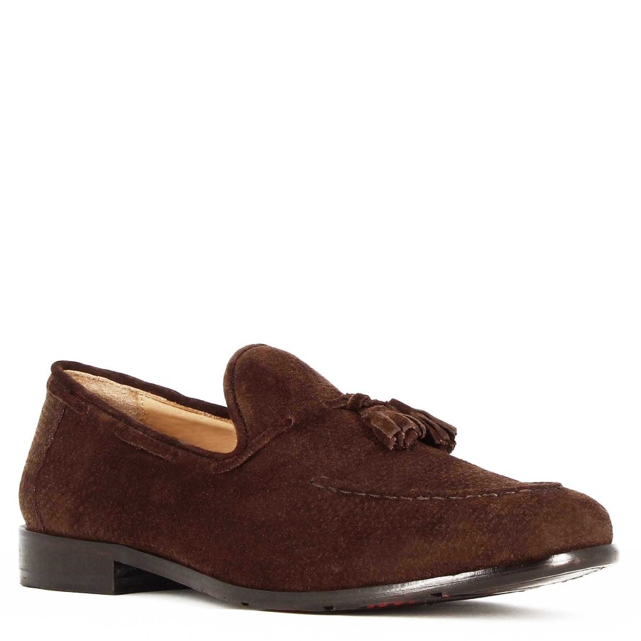 Leonardo Handmade Suede Moccasin With Brown Tassels