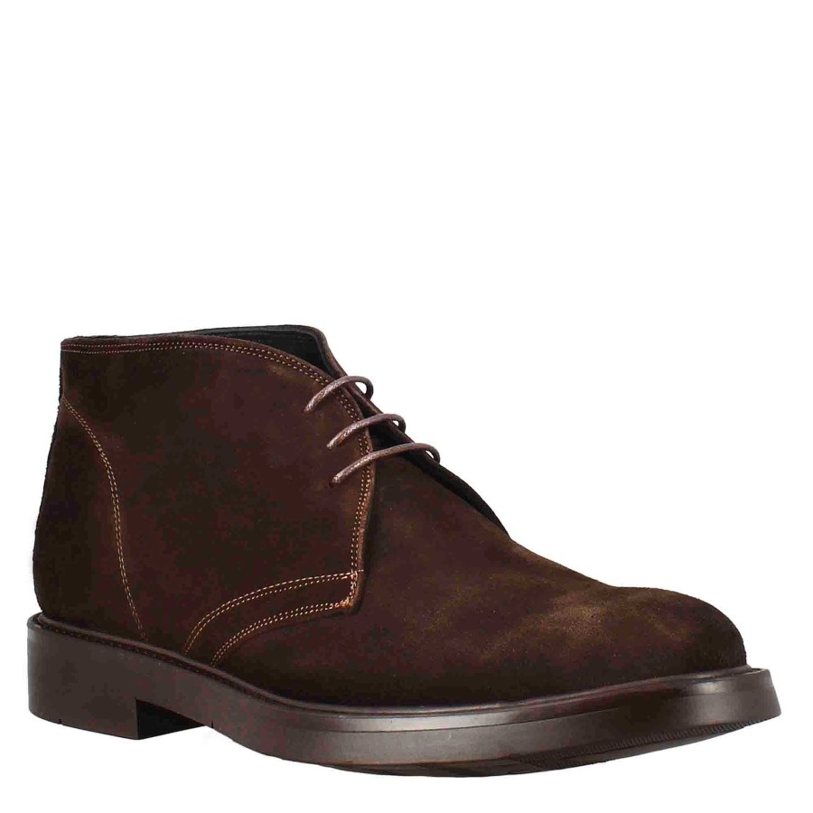 Leonardo Men'S Ankle Boot In Dark Brown Suede