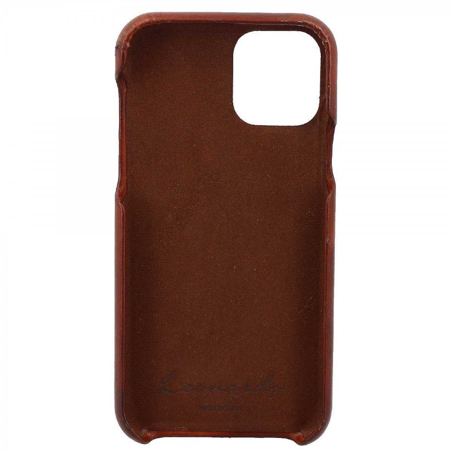 Leonardo Iphone Cover In Hand-Buffed Brandy-Colored Leather