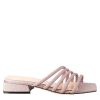 Leonardo Square-Shaped Women'S Sandal In Pink Leather With Glitter