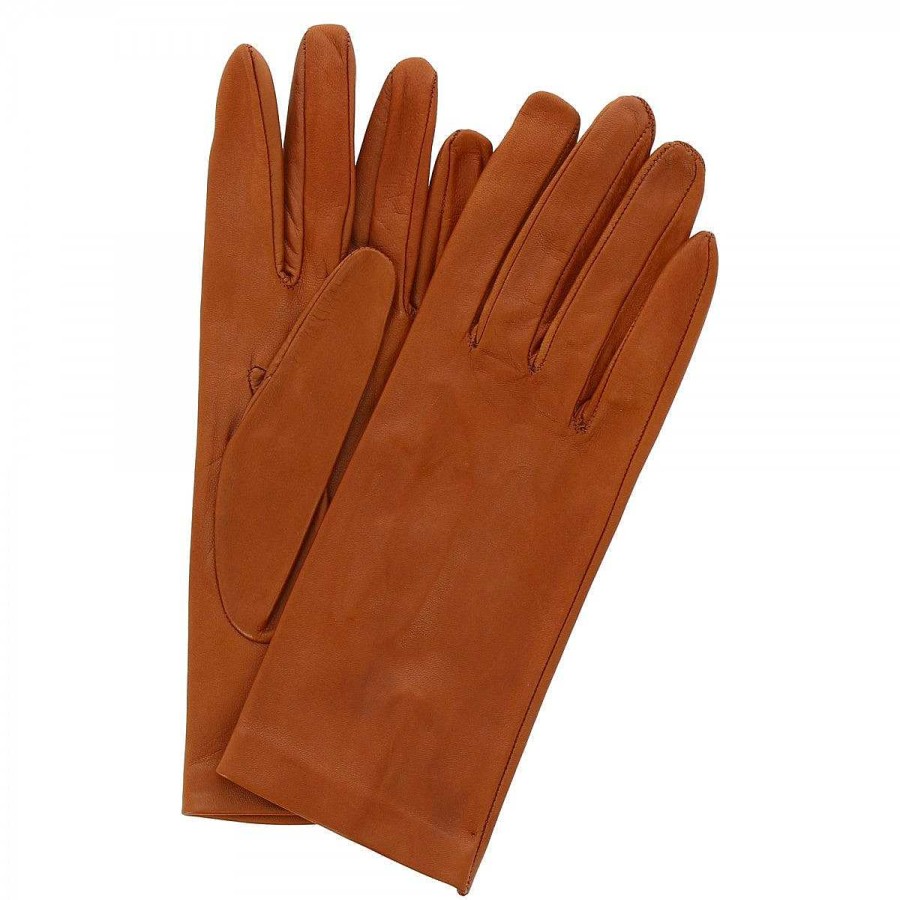 Leonardo Classic Handmade Women'S Gloves In Brown Nappa