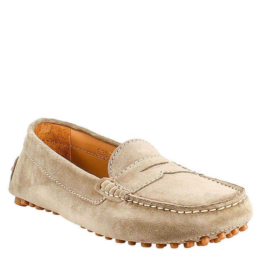 Leonardo Gray Leather Tubular Moccasin For Women