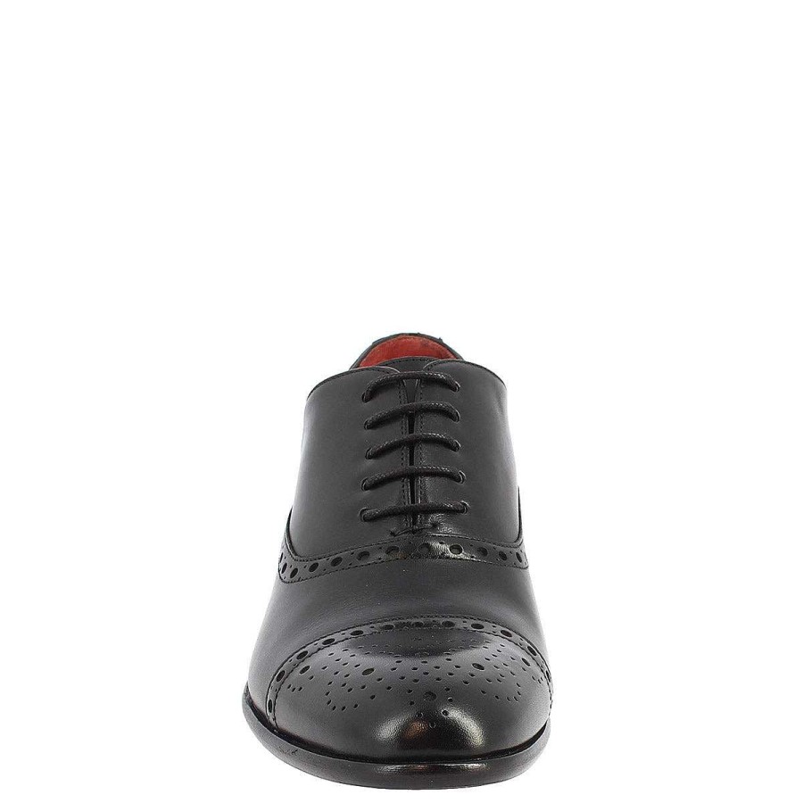 Leonardo Handmade Oxford Men'S Lace-Up Shoes In Black Leather