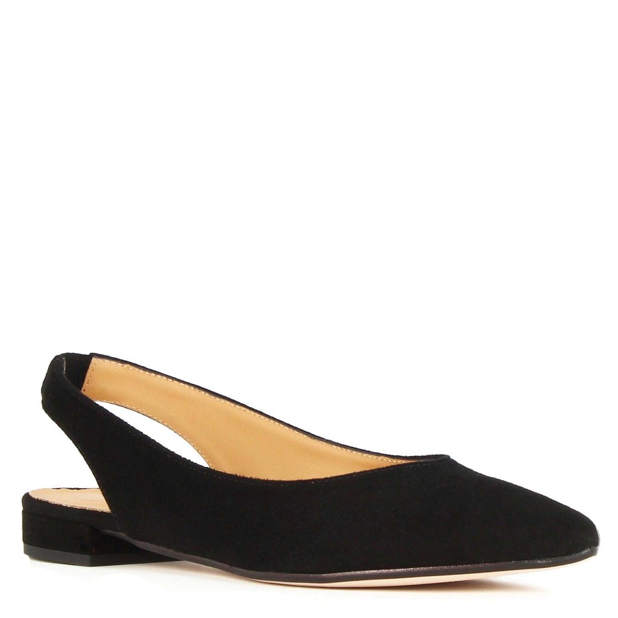 Leonardo Women'S Slingback Ballerina In Black Suede