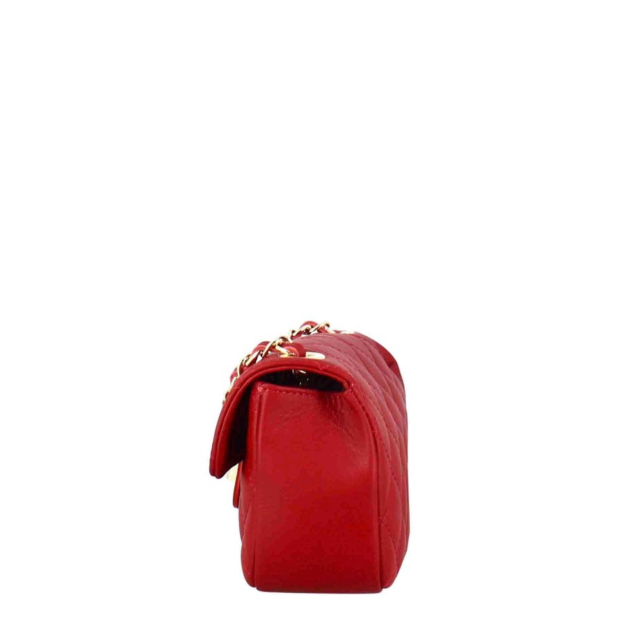 Leonardo Vanity Shoulder Bag In Red Quilted Leather