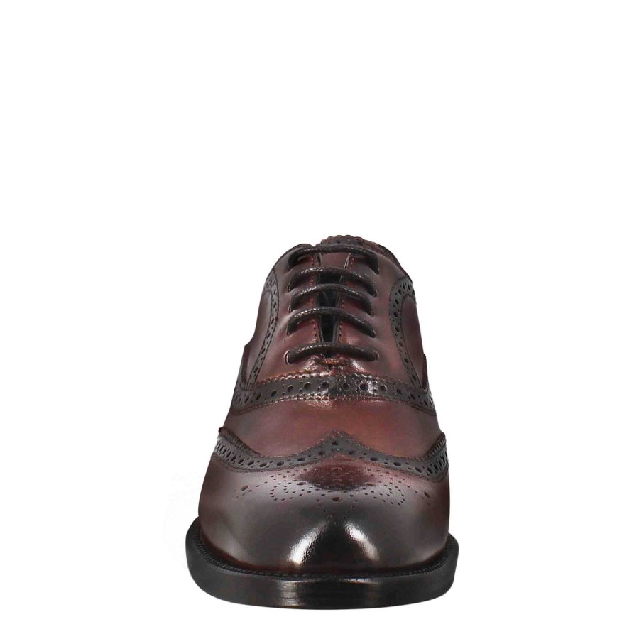 Leonardo Women'S Brogue Effect Brogue Shoes In Burgundy Leather