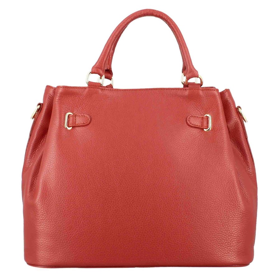 Leonardo Frida Leather Handbag With Removable Red Shoulder Strap