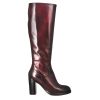 Leonardo Smooth Women'S Knee-High Boot With High Heel In Burgundy Leather