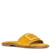 Leonardo Women'S Suede Slippers With Yellow Band