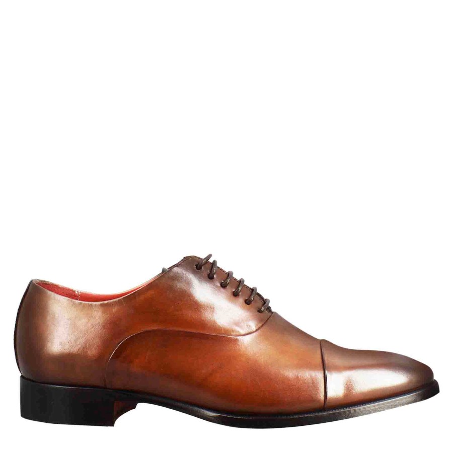 Leonardo Oxford Shoes With Brandy-Colored Leather Toe Cap