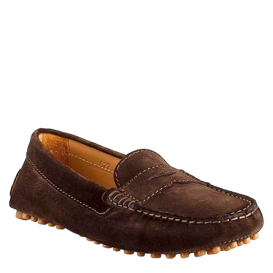 Leonardo Tubular Women'S Moccasin In Dark Brown Suede