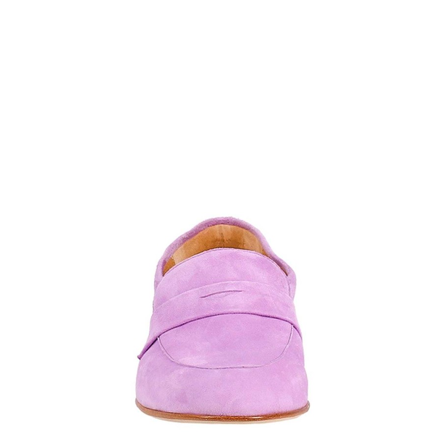 Leonardo Women'S Bag Moccasin In Lilac Suede