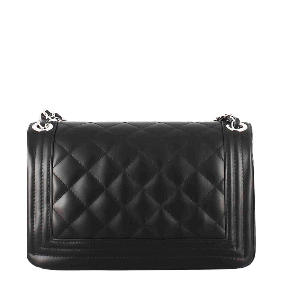 Leonardo Timeless Medium Shoulder Bag In Black Quilted Leather