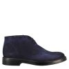 Leonardo Smooth Men'S Ankle Boot In Dark Blue Suede Leather