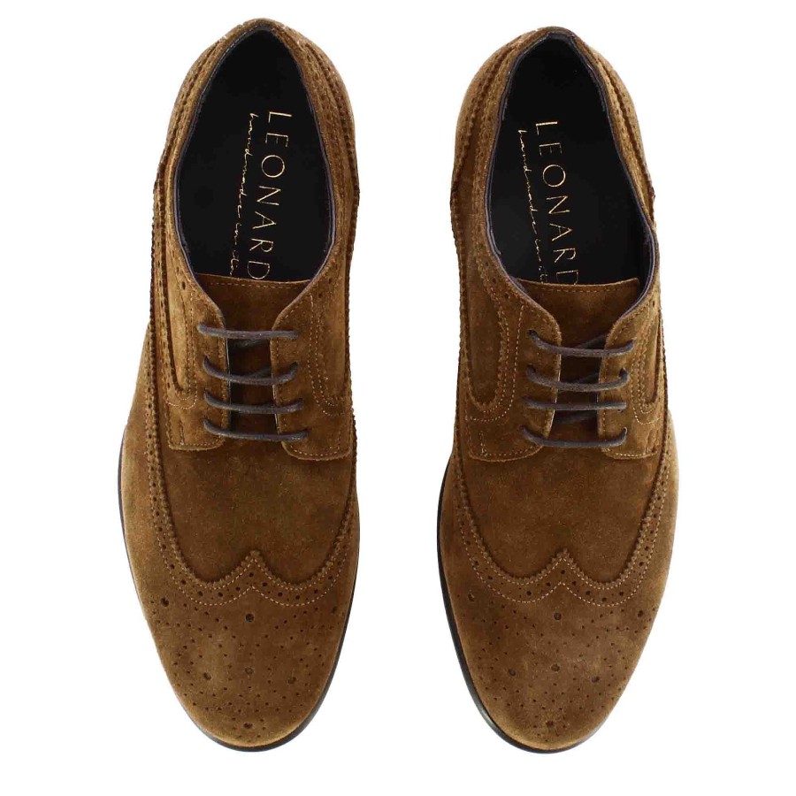 Leonardo Elegant Men'S Derby In Brown Suede