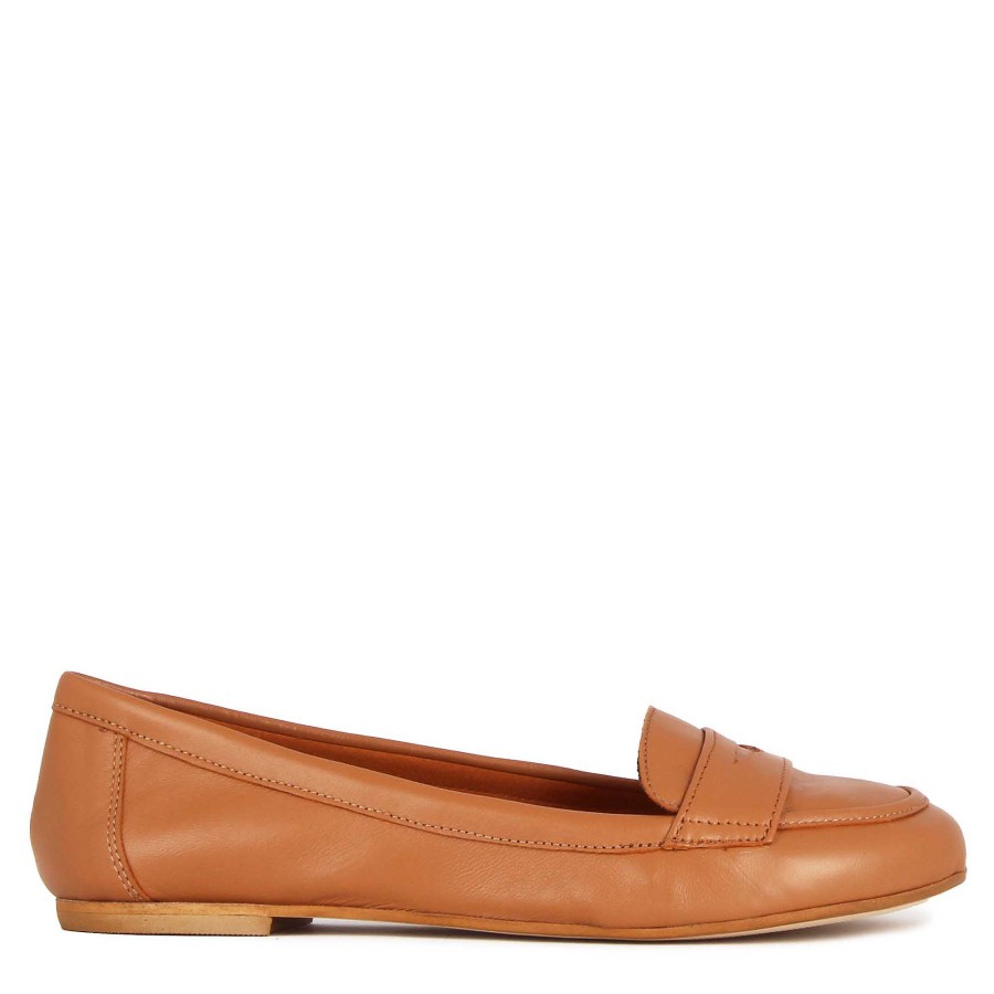 Leonardo Classic Women'S Ballet Flat In Brown Leather