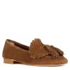 Leonardo Classic Women'S Moccasin In Suede With Brown Tassels