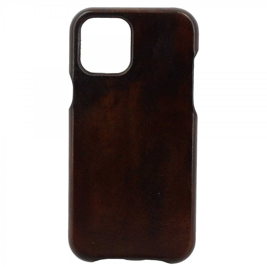 Leonardo Iphone Cover In Hand-Buffed Dark Brown Leather