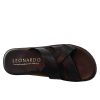 Leonardo Men'S Slipper Sandals With Three Crossed Bands Handmade In Black Leather