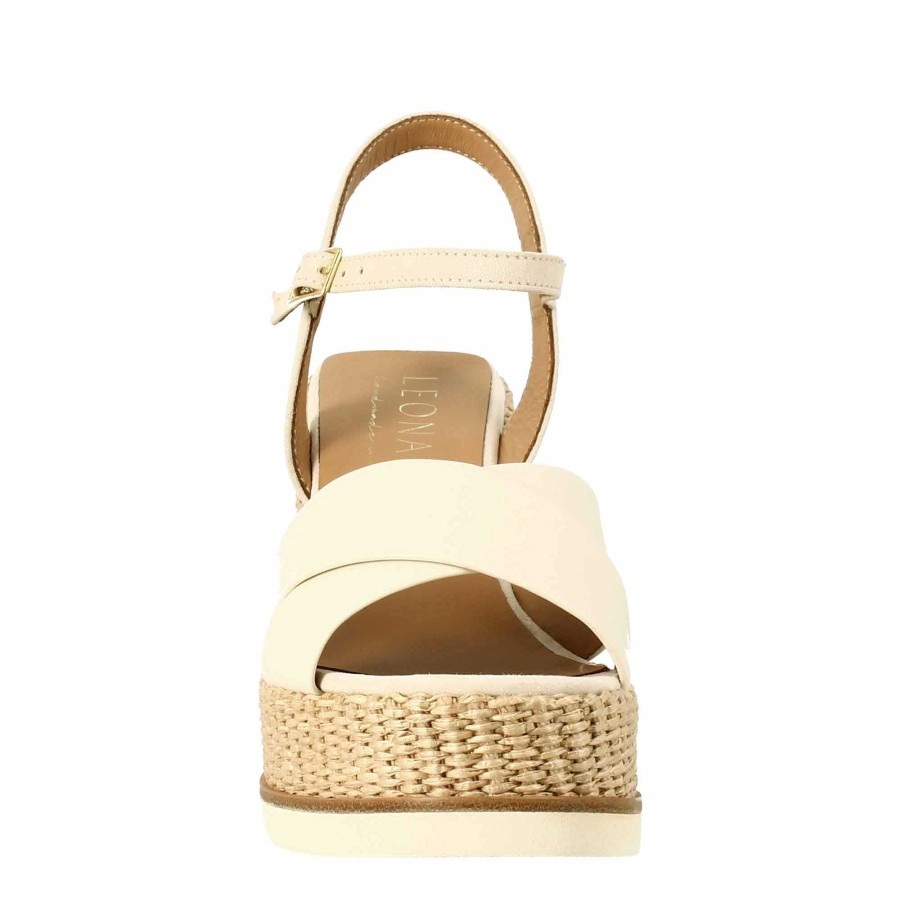 Leonardo Cream And Nude Bio-Coloured Women'S Wedge