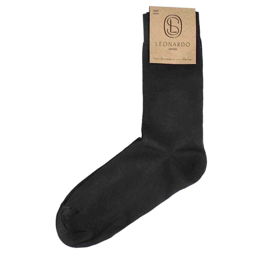 Leonardo Men'S Socks In Solid Gray Cotton