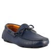 Leonardo Men'S Tubular Lace-Up Moccasin In Blue Leather