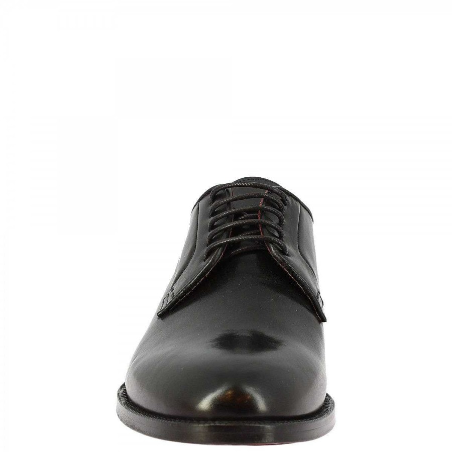 Leonardo Handmade Men'S Lace-Up Shoes In Black Calfskin