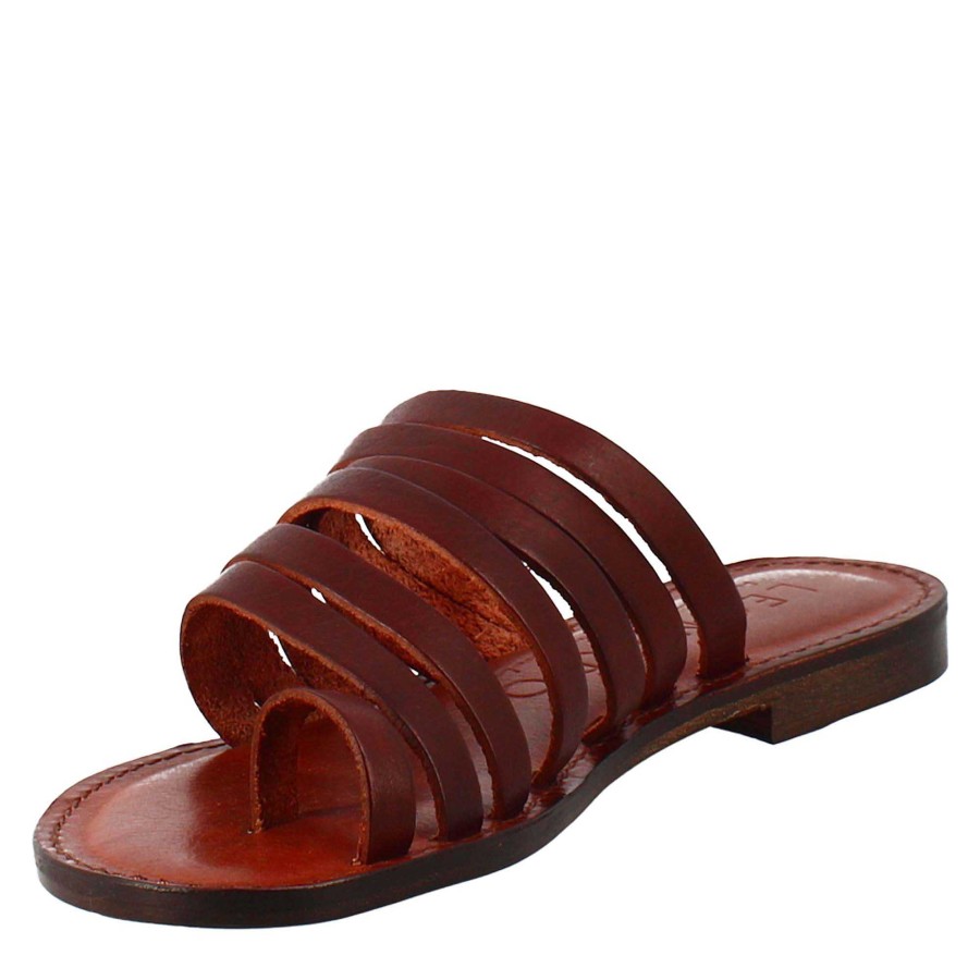 Leonardo Celestia Women'S Ancient Roman Style Sandals In Brown Leather