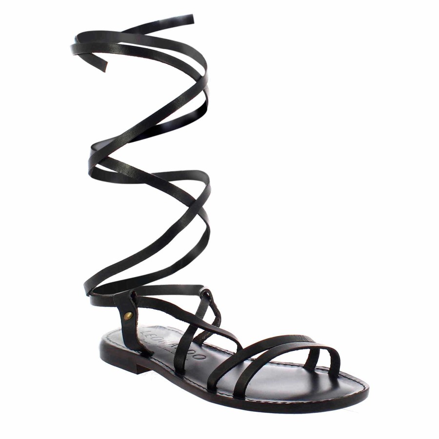 Leonardo Lumina Women'S Ancient Roman Style Sandals In Black Leather