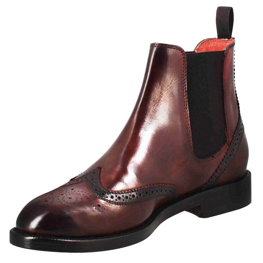 Leonardo Women'S Chelsea Boot With Brogue Details In Burgundy Leather