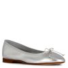 Leonardo Classic Women'S Ballet Flat In Silver-Coloured Laminated Leather