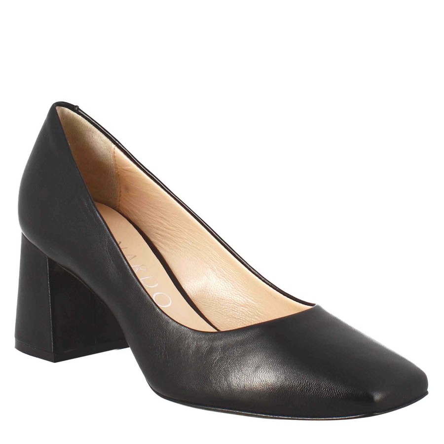 Leonardo Women'S Pointed Black Leather Slingback Pumps