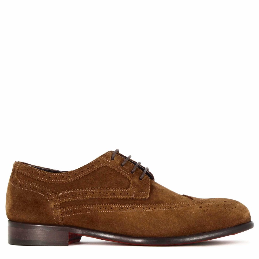 Leonardo Elegant Men'S Derby In Brown Suede