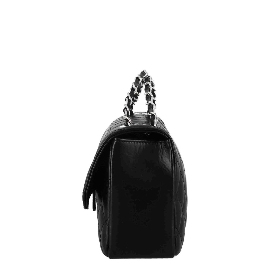 Leonardo Medium Vanity Shoulder Bag In Black Quilted Leather